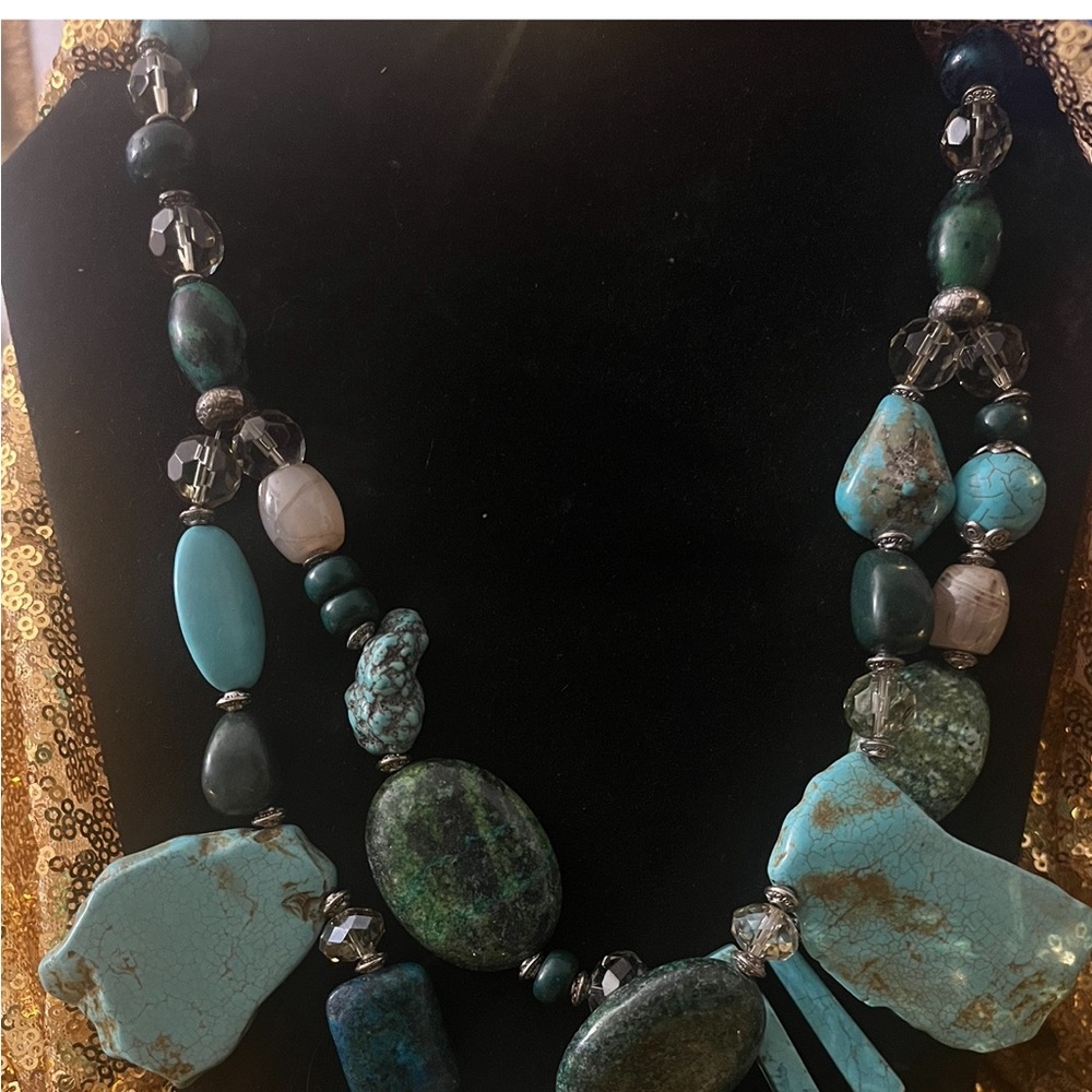 Chunky Turquoise Statement, Necklace - image 3